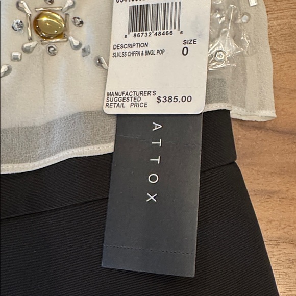 Aidan Mattox Embellished Popover Cocktail Dress White Black Size 0 NWT - Picture 2 of 9